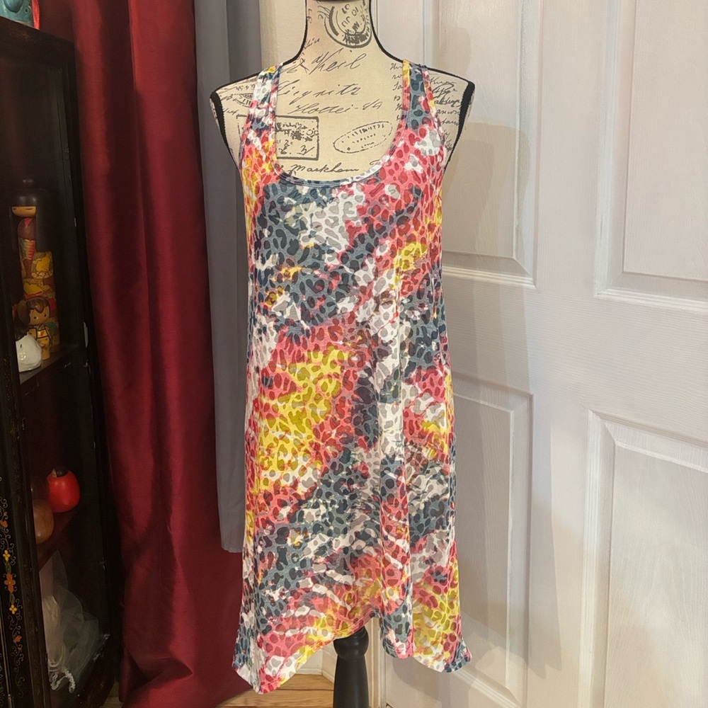 Vintage Y2K OP ocean Pacific Colorful Burnout Asymmetrical Beach Cover Up